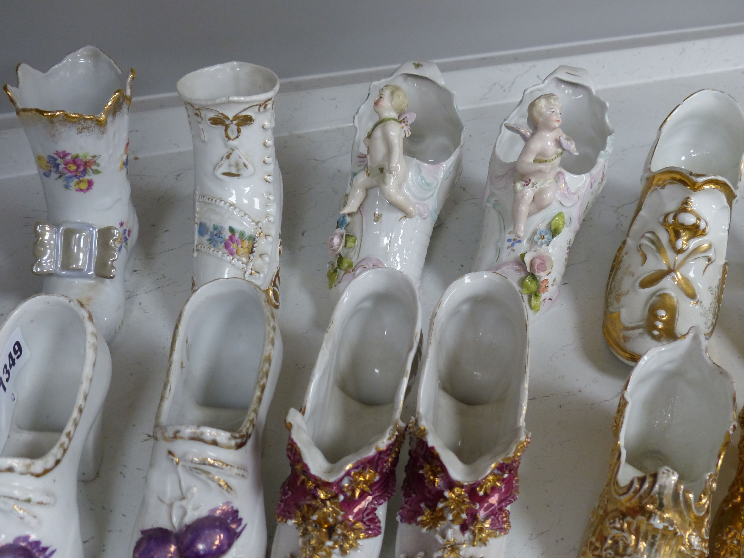 A collection of ceramic shoes